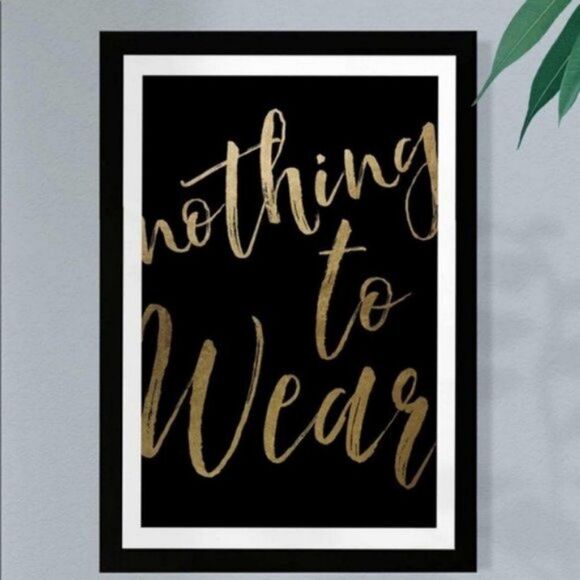 Wynwood Studio Nothing‎ To Wear Gold Framed Wall Art, Gold/Black, NWT - Picture 1 of 6